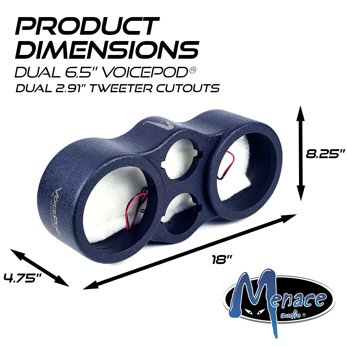 MENACE AUDIO® Dual 16,5 cm mit 2 x 3,5 Hochtönern leeres Mitteltönergehäuse