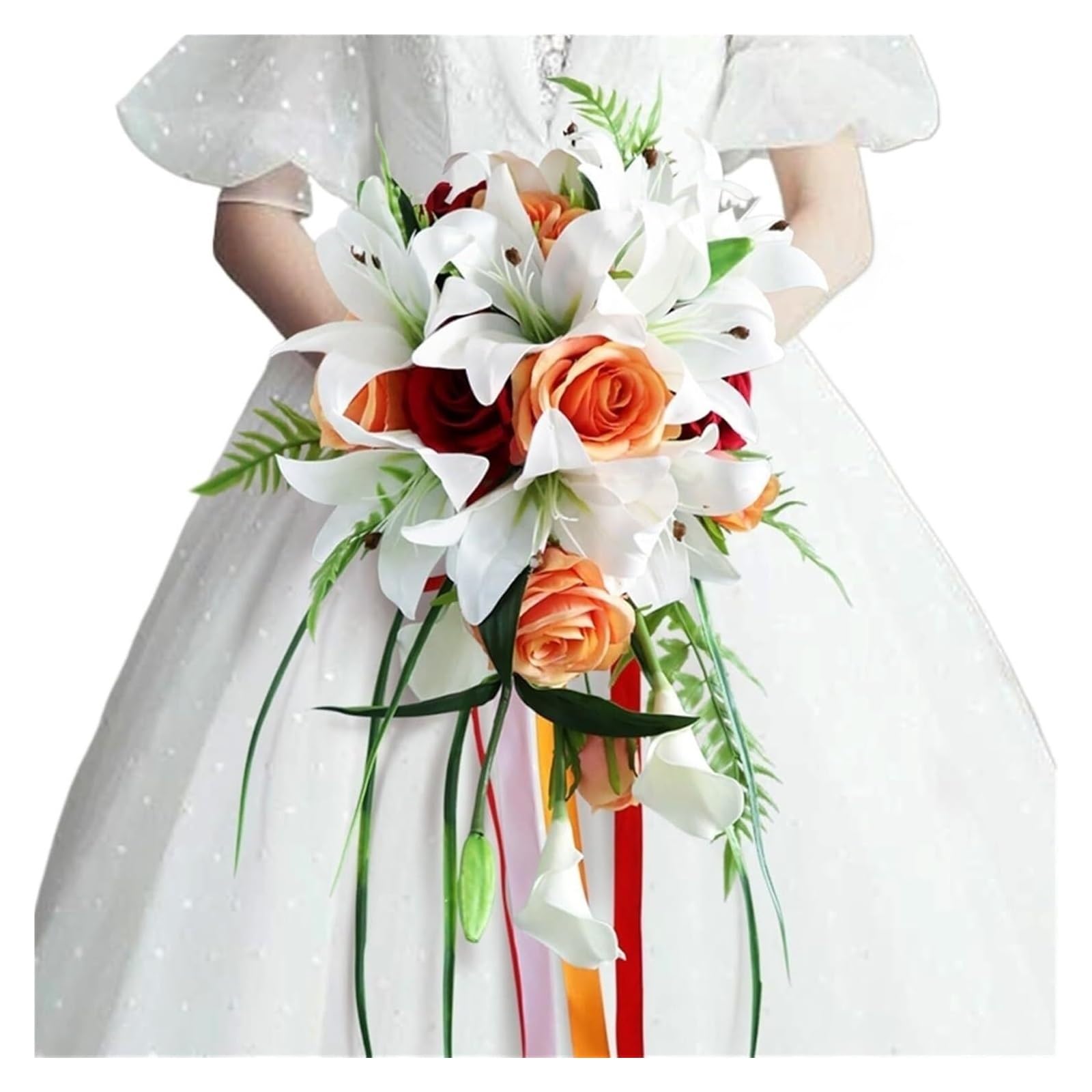 Bouquets de mariage de mariée KanDuo anti-flétrissement en cascade de lys pour l'automne