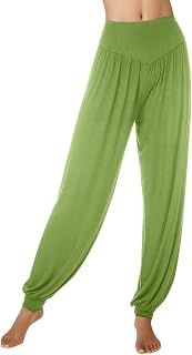 Bolso de mujer de color sólido con cuello suelto sin bolsillo para mujer pantalones Stretch 54, verde, XL