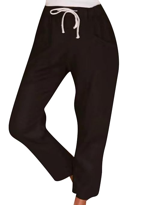 TYQQU Women Solid Color Drawstring Pants High Waist Casual Pant Long Office Fit Pants