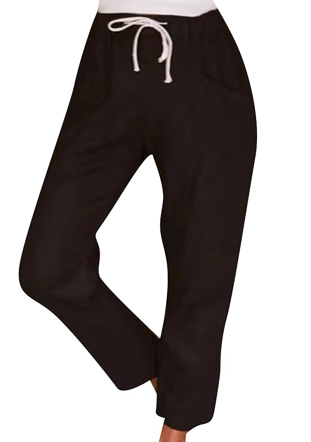 TYQQU Women Solid Color Drawstring Pants High Waist Casual Pant Long Office Fit Pants