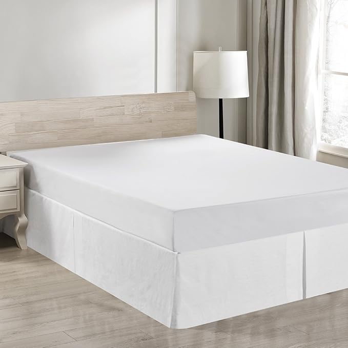Simple&Opulence Belgian Linen Bed Skirt with Classic 14 inch Tailored Drop Dust Ruffle, Easy Fit Breathable Premium Natural Flax- Basic Linen, King