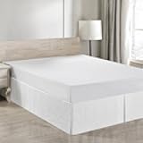 Simple&Opulence Belgian Linen Bed Skirt with Classic 14 inch Tailored Drop Dust Ruffle, Easy Fit Breathable Premium Natural Flax- Basic White, King
