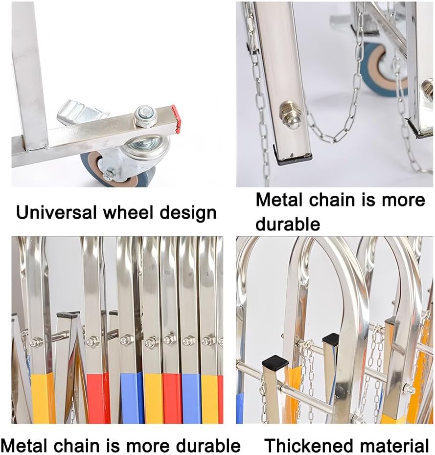 Retractable Mobile Safety Barrier - Expandable Stainless Steel Outdoor Fence with Wheels for Driveway, Garden, School, Garage - 1.1x0.4x4 m, Portable Safety Solution