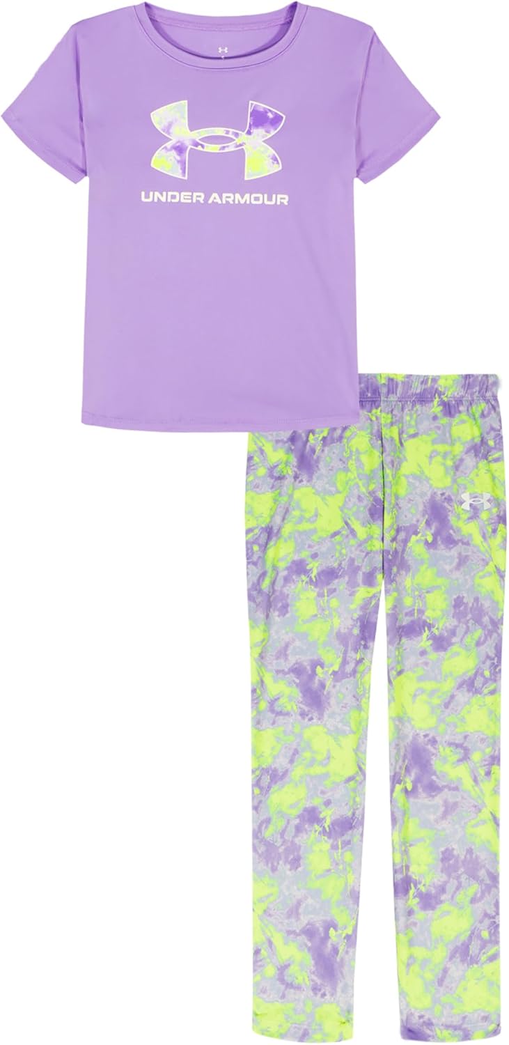 Under Armour girls 2-piece Short Sleeve Tee and Leggings Set, Soft & Comfortable