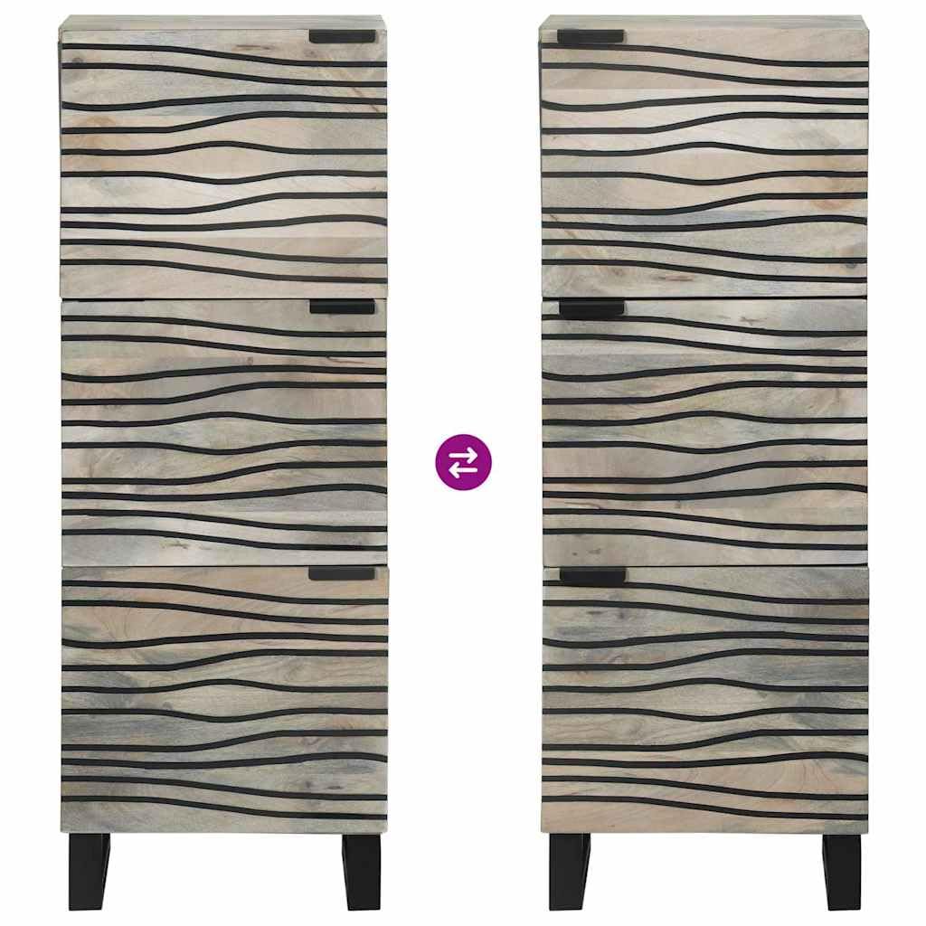 Aparador blanco 40 x 33 x 110 cm de madera maciza de mango con 3 puertas, armario de almacenamiento moderno para salón, pasillo, dormitorio, cocina, buffet