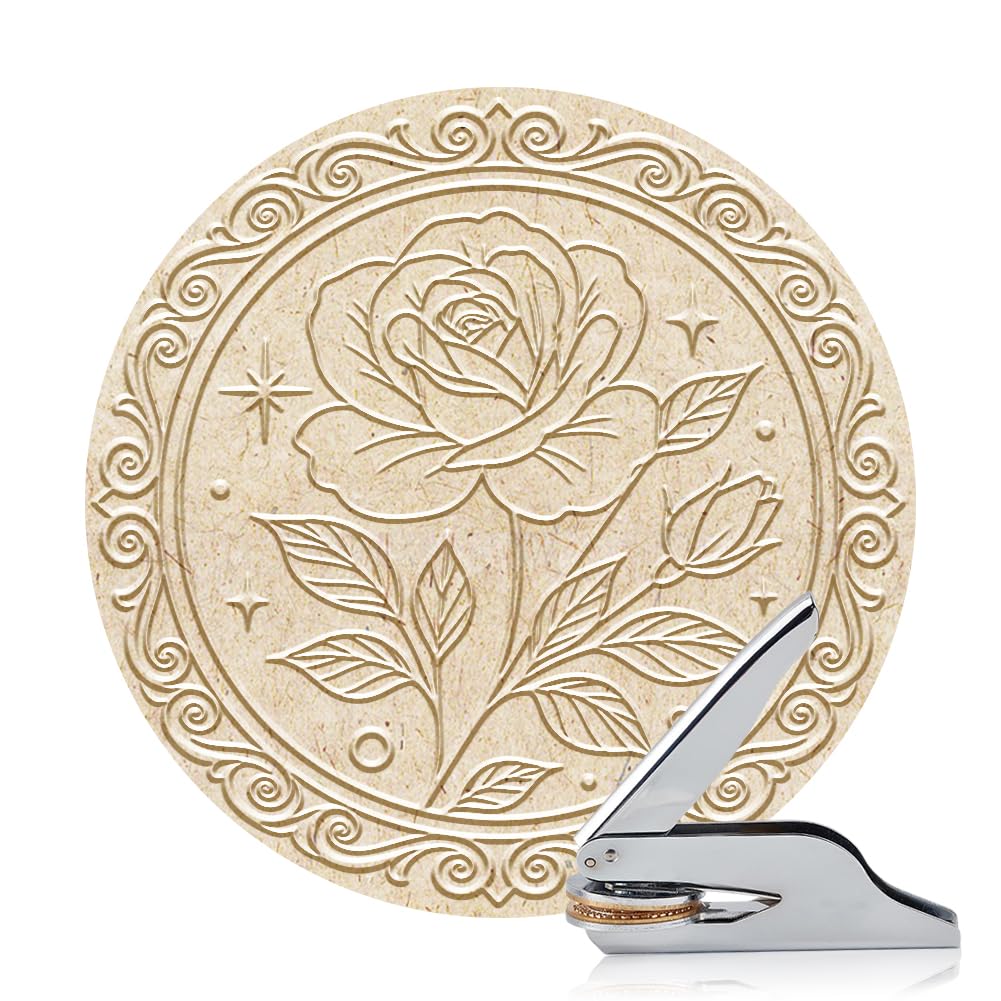ANATTASOUL Bordered Flowers Book Embosser Personalised for Paper,Books