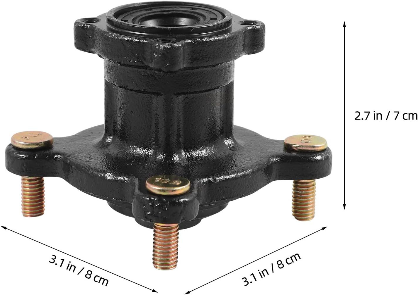 Zerodeko Atv Front Wheel Hub Assembly 4-hole 15mm Bore 88mm Bolt Pattern Black for 50-110cc Go Kart and Sand Beach Vehicle