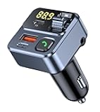 KAIY FM Transmitter Bluetooth Car Adapter, Car Radio Bluetooth Transmitter HandsFree Calling Music Player, FM Radio Adapter 42W Type-C Fast Charging, Support USB Drive