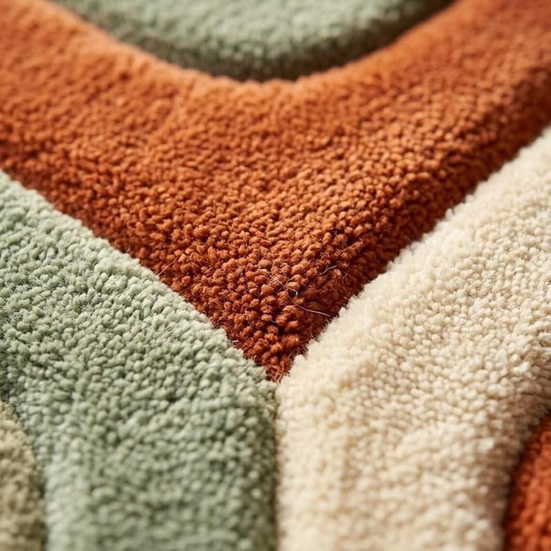 Hand Tufted Wool Area Rug 10x14 Ft (120x168 Inch) Modern Abstract Green Rust Beige Carpet for Living Room Bedroom Soft Thick Handmade Luxury Designer Rug