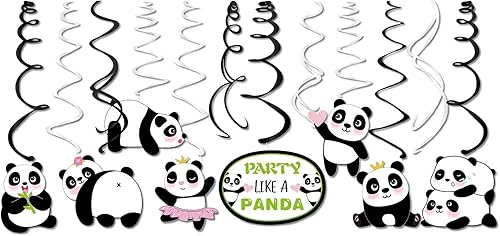 Miniatura 3 de Decoraciones colgantes de 30 piezas de panda en espiral, suministros de fiesta de oso panda, como un panda, decoración temática de cumpleaños para