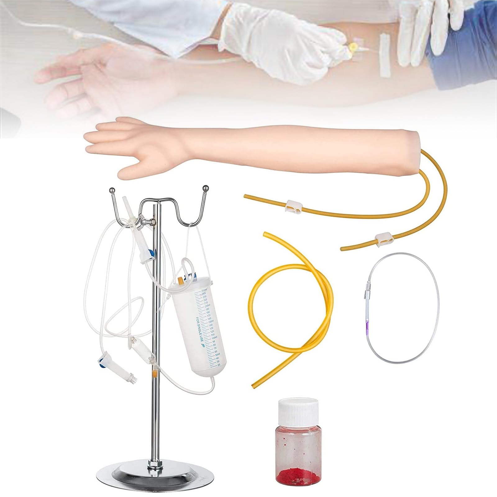 Intravenous Practice Arm, Phlebotomy Practice Kit, Intramuscular Injection Training for Medical Student, Nurse, Doctor, Educational Supplier Skin