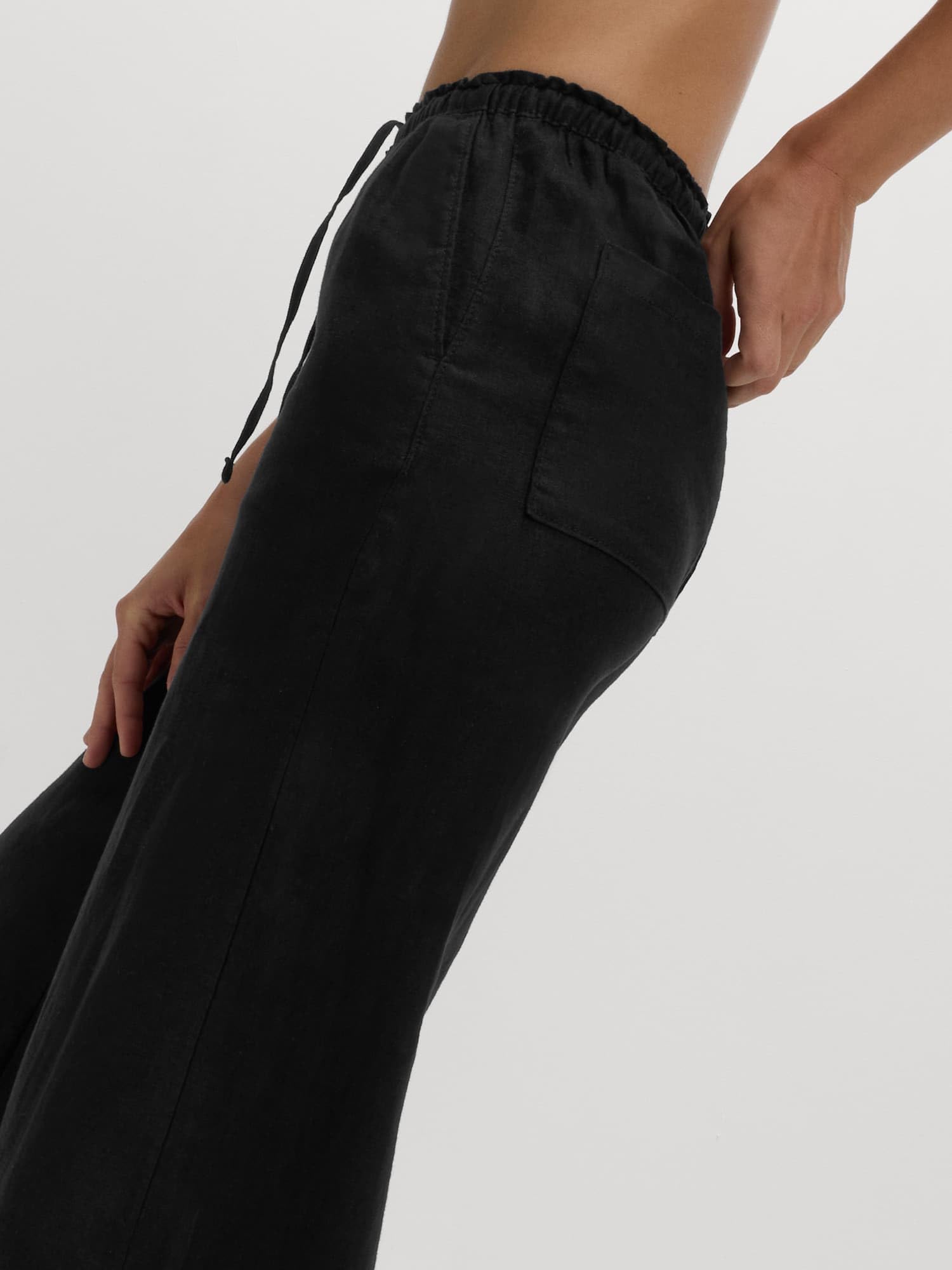 Marks & Spencer Donna Puro Lino a Gamba Larga Palazzo Pantaloni – Vita con Coulisse – con Tasche
