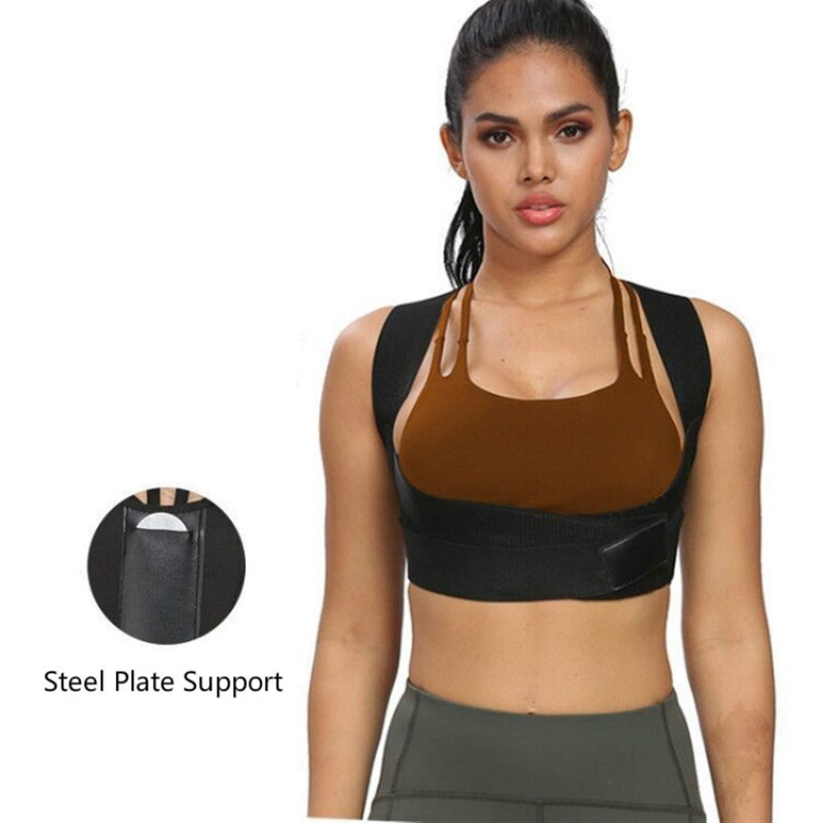 DSMYYXGS Corrector de Postura Ajustable Placa de Acero Atrás Soporte de Espalda Cinturón de Hombro Hombres Mujeres Niños Piel Superior Espalda Trasera Aplicación de clavícula (Size : Small)