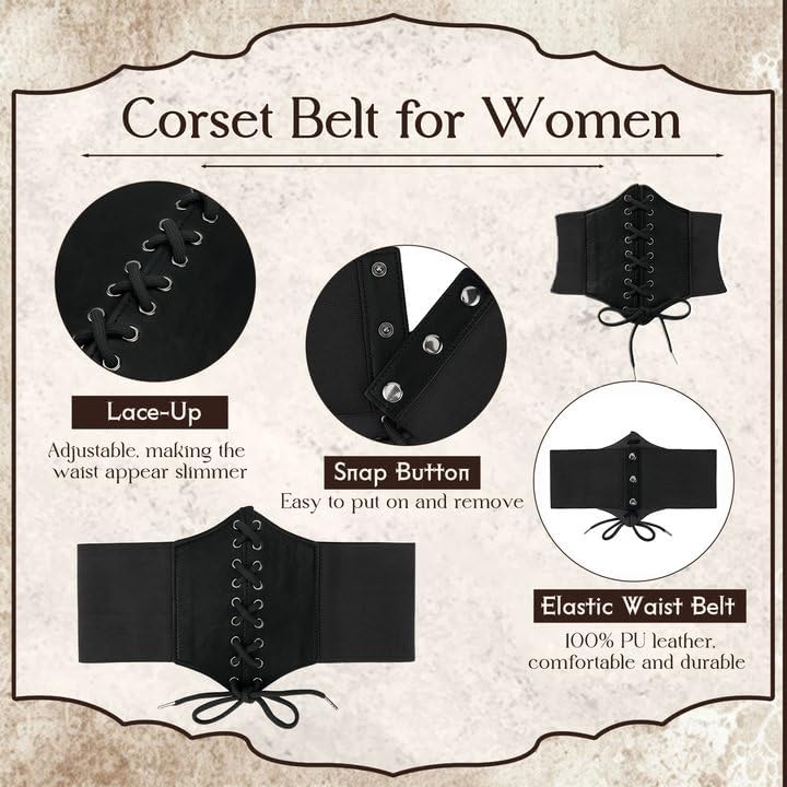 Century Star Womens Pirate Renaissance Corset Belt Accessories Lace-Up Waist Belt for Women Halloween Ren Faire Costume - Image 5
