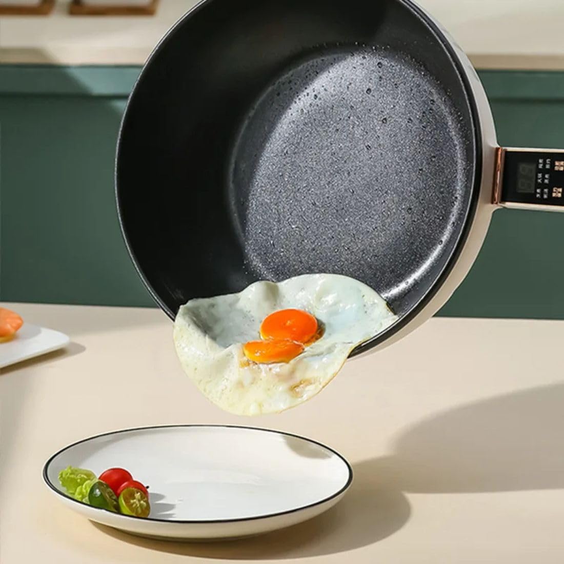 Frilla Pentola elettrica, Padella in Ceramica Antiaderente Aggiornata 41 × 28 × 15 cm, Multifunzione Padella Elettrica 4L - PANMAX