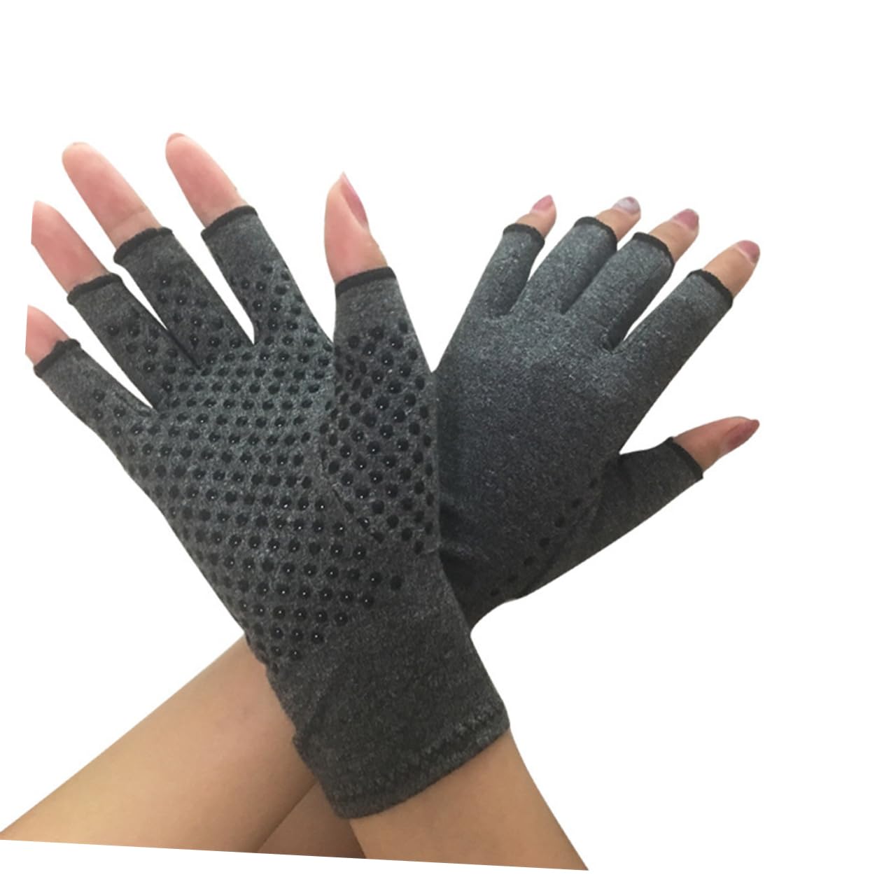 Healeved Tendonitis Gloves Open Thumb Grey Size s Relief Non Grip Elastic Compression Comfortable for Knitting Typing