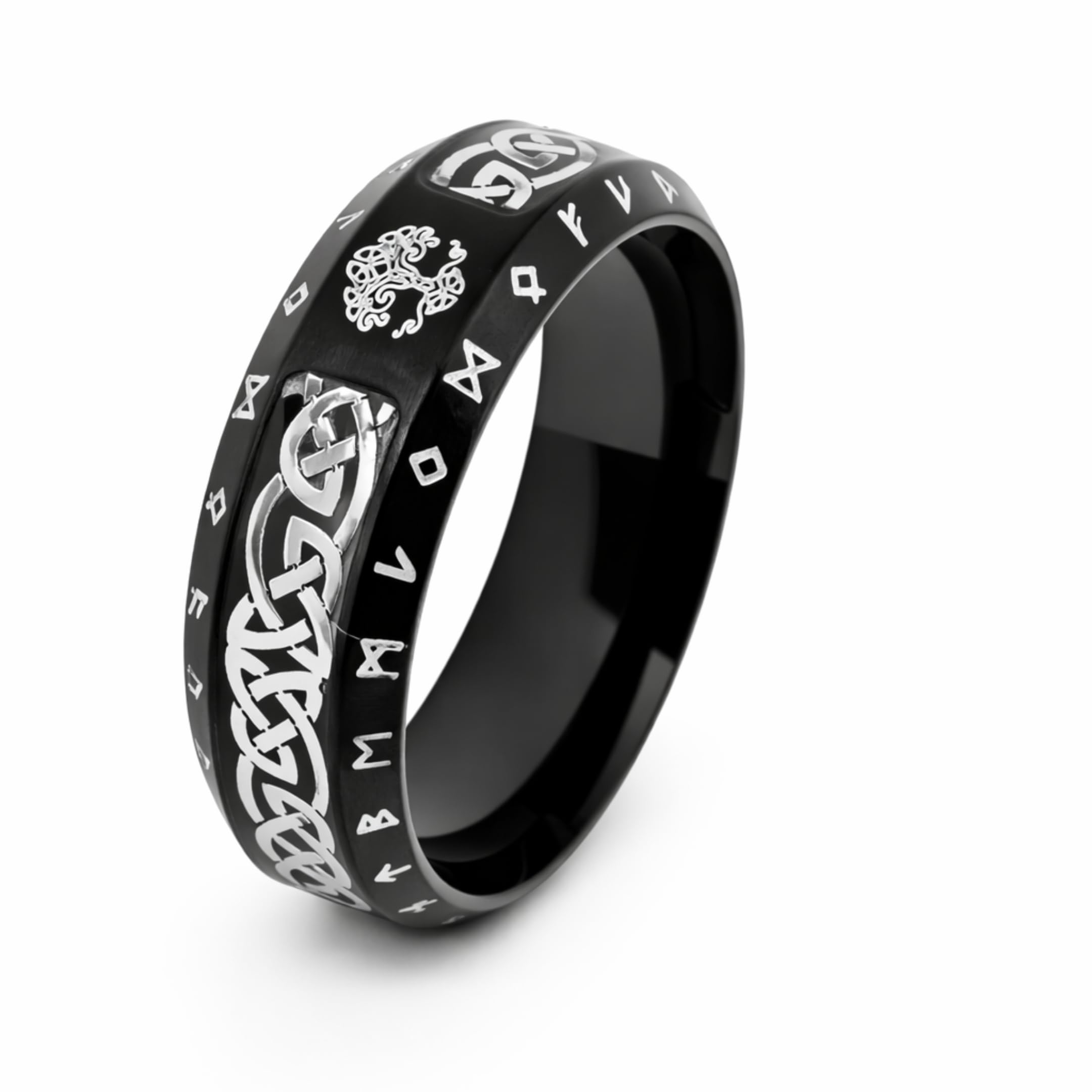 the men thing VALKNUT RUNE - Black- Pure Stainless Steel Men’s Black - Plated Ring (Size : 17-22-26)-picture-36