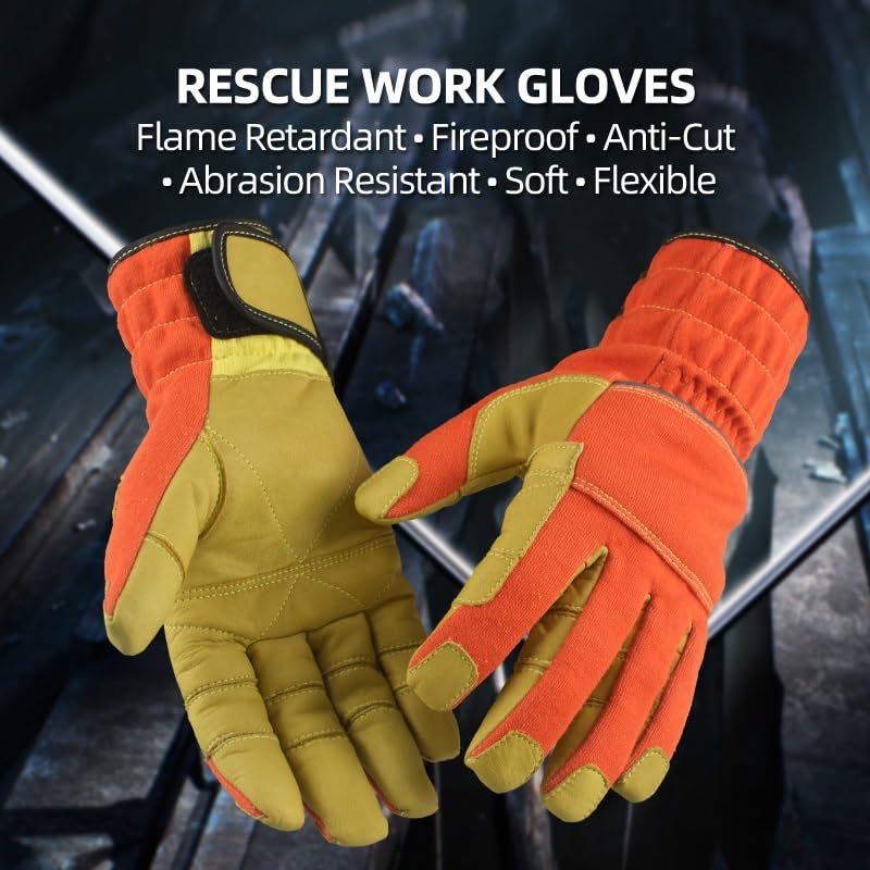Guantes Resistentes a cortes, 1 par/2 piezas de guantes de trabajo de seguridad ignífugos y anticortes con aislamiento térmico(L)