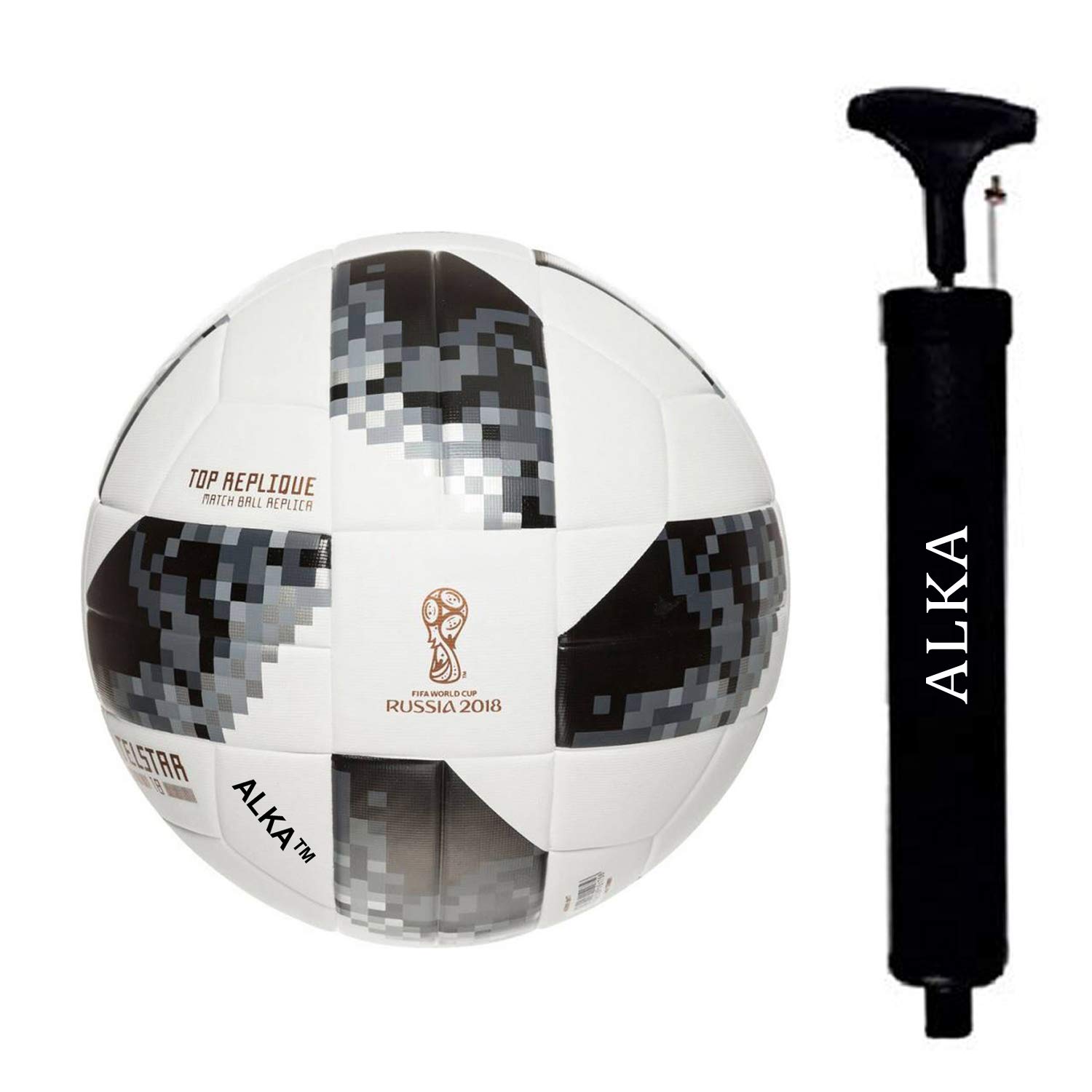 ALKA Combo PU Telestar Football , Size 5 with Pump Black-image-9