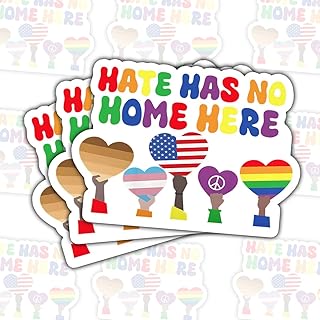 3pcs Hate Has No Home Here Sticker – Equality Bumper Stickers for Car, LGBTQ+ Pride Decals, Protect Kids, Trans Rights, Women's Rights Vote Democrat Progressive Bulk Vinyl Sticker 3 Inch