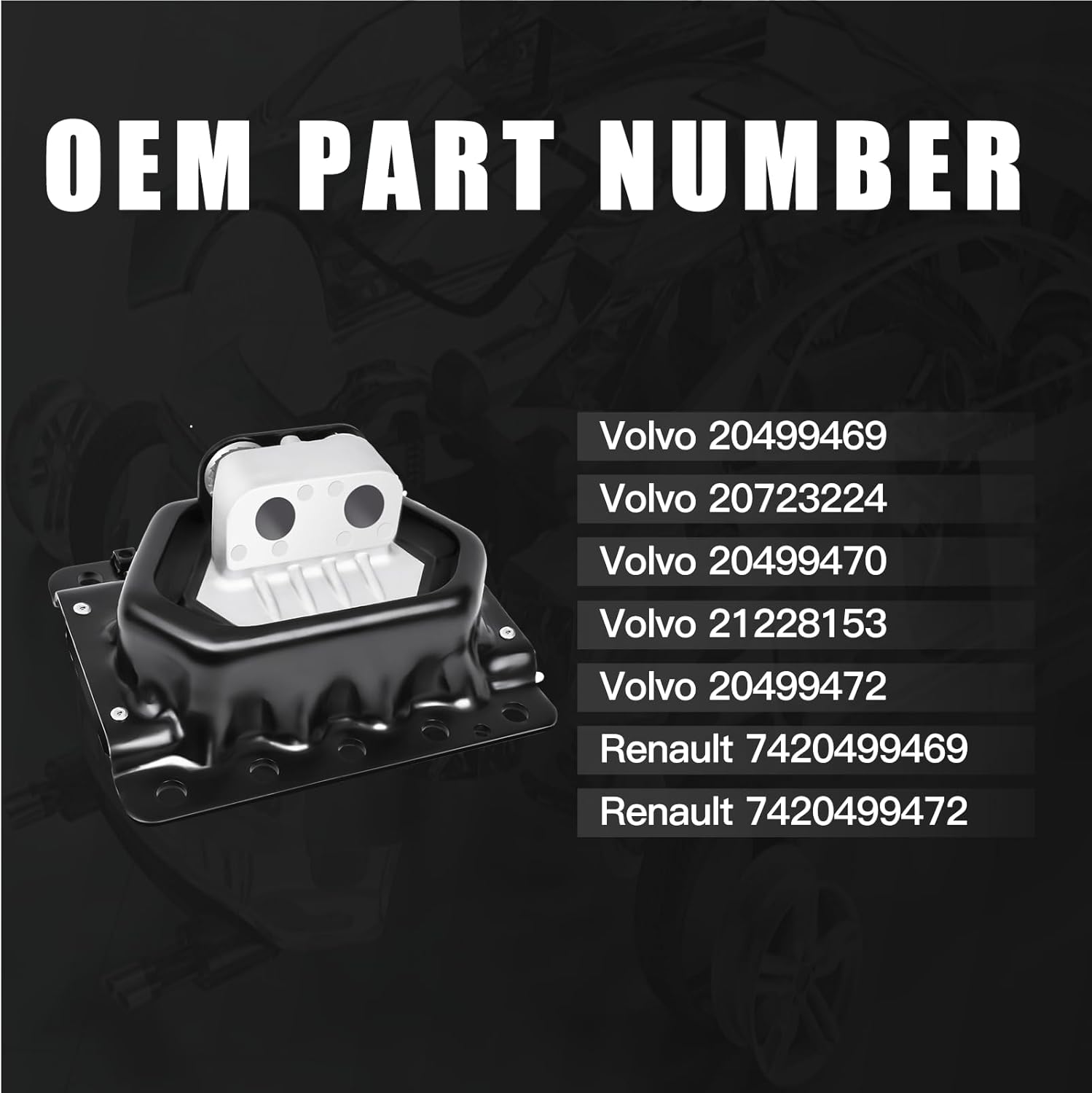 20499469 Engine Mount Left or Right, Fit for Volvo Mack Renault Trucks with D11 D13 D16 MP7 MP8 Engine