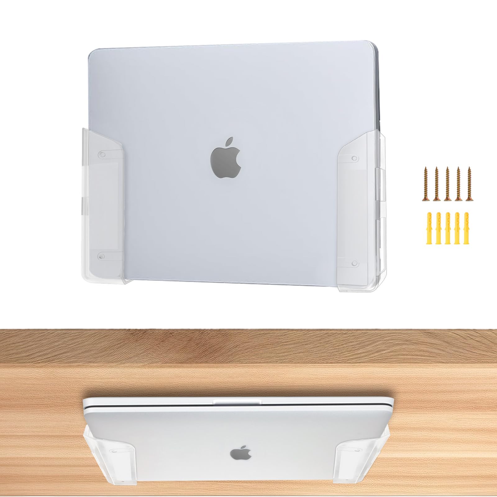 Trasparente Supporto da Parete per Computer Portatile con Silicone Antigraffio, 28mm, Compatibile con MacBook Mini, Surface iPad