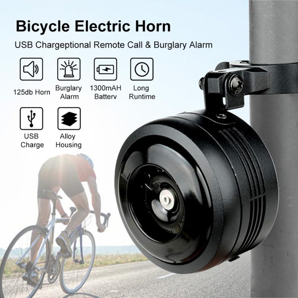 Bici Anti-Perso Elettrico Forte Campanello Manubrio della Bicicletta Ricaricabile Telecomando Allarme Altoparlante Ciclismo Avvertimento Altoparlante