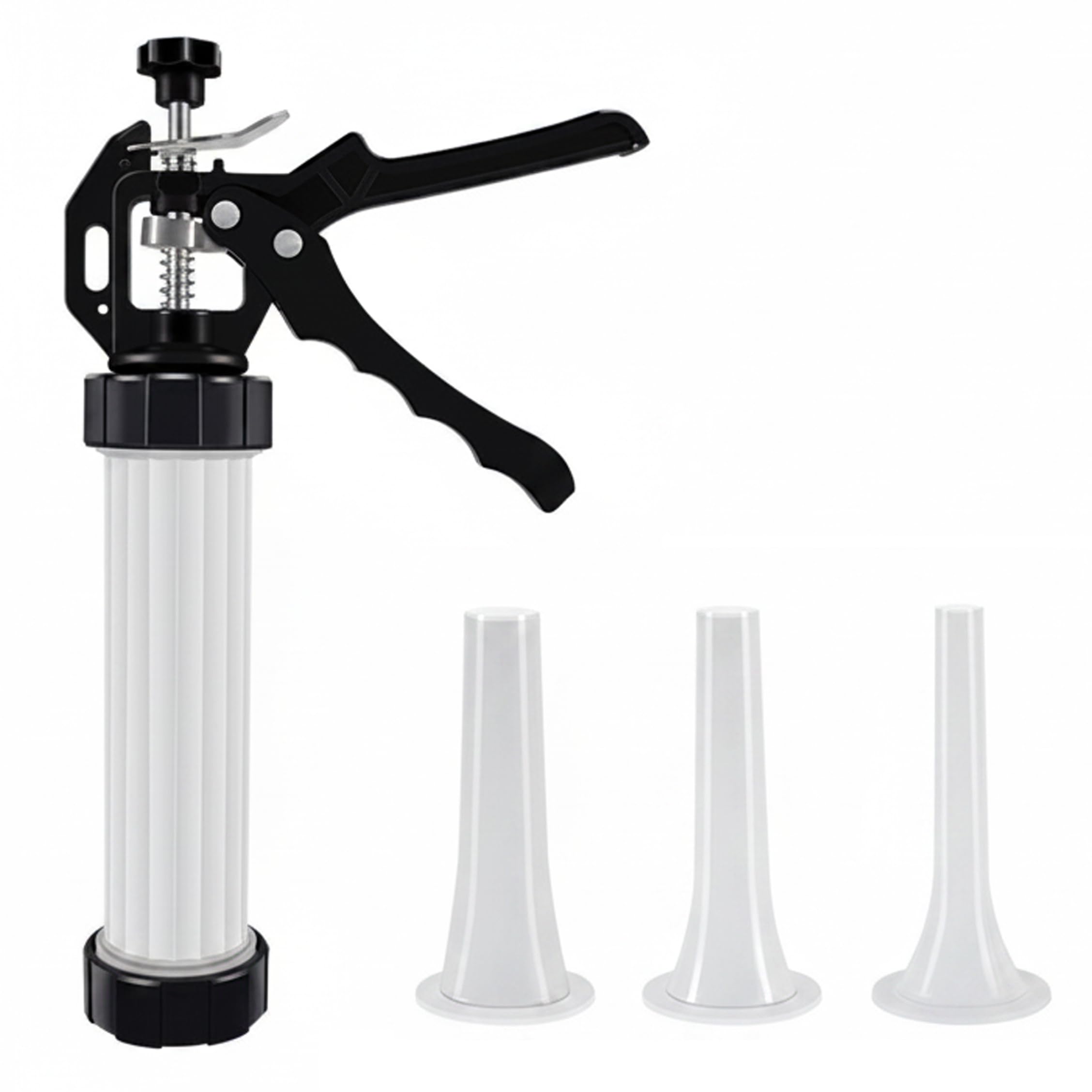 Neptuiby Jerky Gun for Ground Meat, Manual Sausage Stuffer Machine Press-type Handheld Sausage Maker with 3 Size Nozzles, Material for Homemade Sausages, Jerky & More.