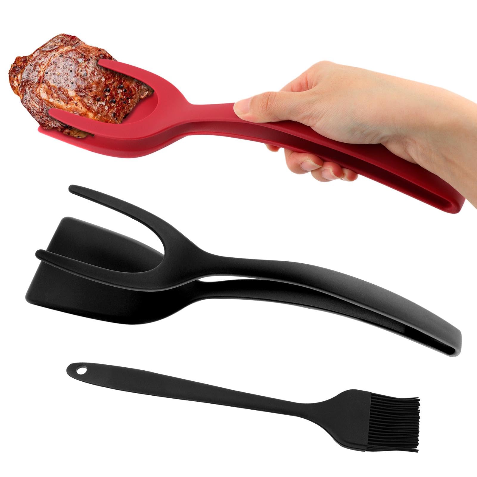 2 Pcs Egg Flipper Spatulas with Silicone Brush, Non-Stick Kitchen Tool