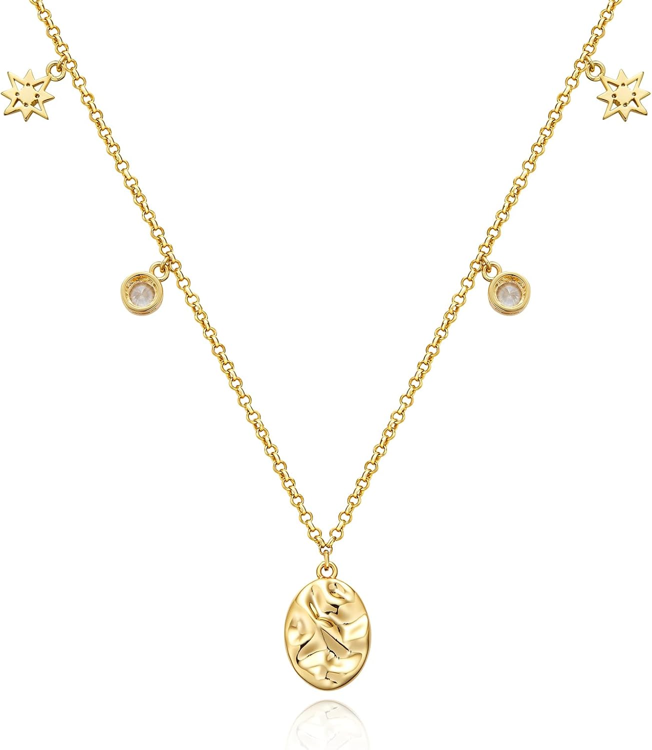 Cicy Bell Women's 14k Gold Plated Necklace Oval Shell Pearl Cubic Zirconia Elegant Necklaces Trendy Jewelry Gift For Lover Mom Wife - Image 2