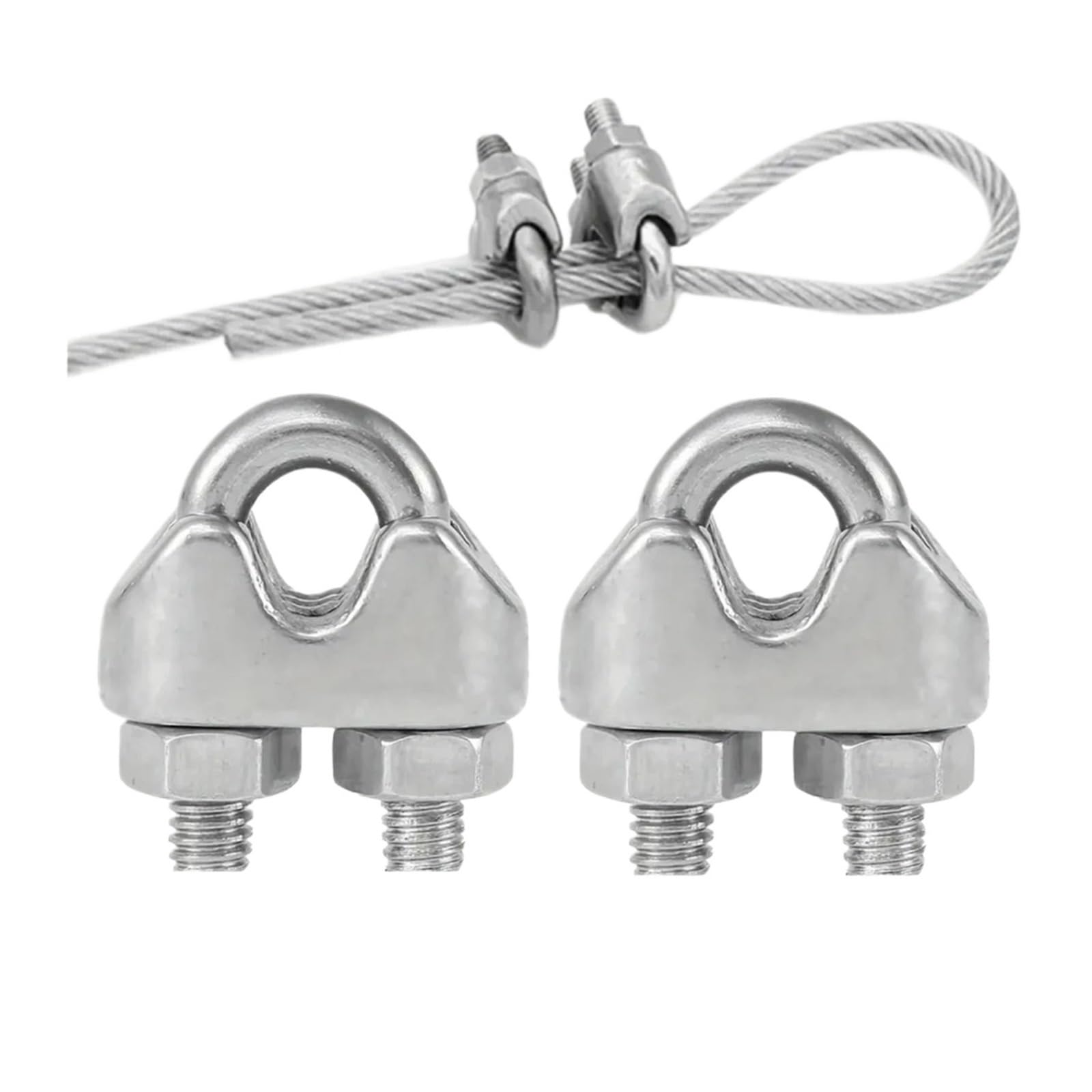 Zacisk linowy Zacisk kablowy, Zacisk kablowy do lin stalowych w kształcie litery U M2-M10 ze stali nierdzewnej 304(M6X2PCS)