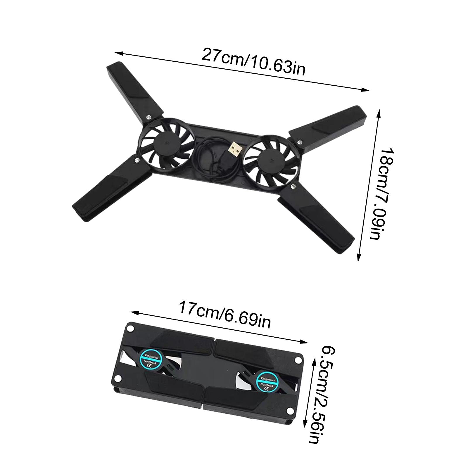 Kumprohu Notebook Cooling Stand | Collapsible Laptop Cooler with 2 Fans | USB Powered Laptop Cooling Pad, Quiet Laptop Cooler Notebook Stand