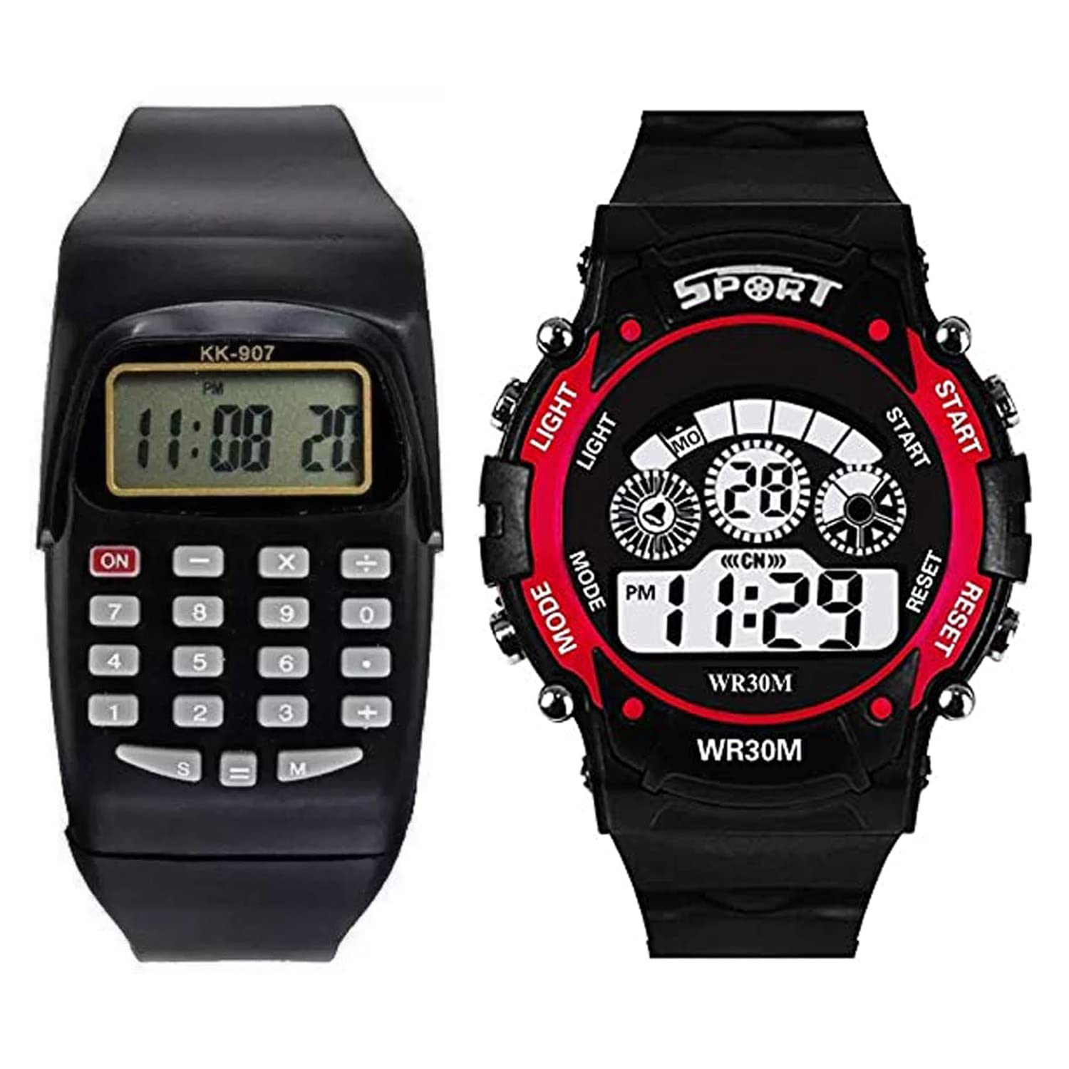 Emartos Digital Seven Light Black Dial And Calculator Watch For Kids And Boys (Red,Black) (B091TFQ68K) Amazon Price History, Amazon Price Tracker