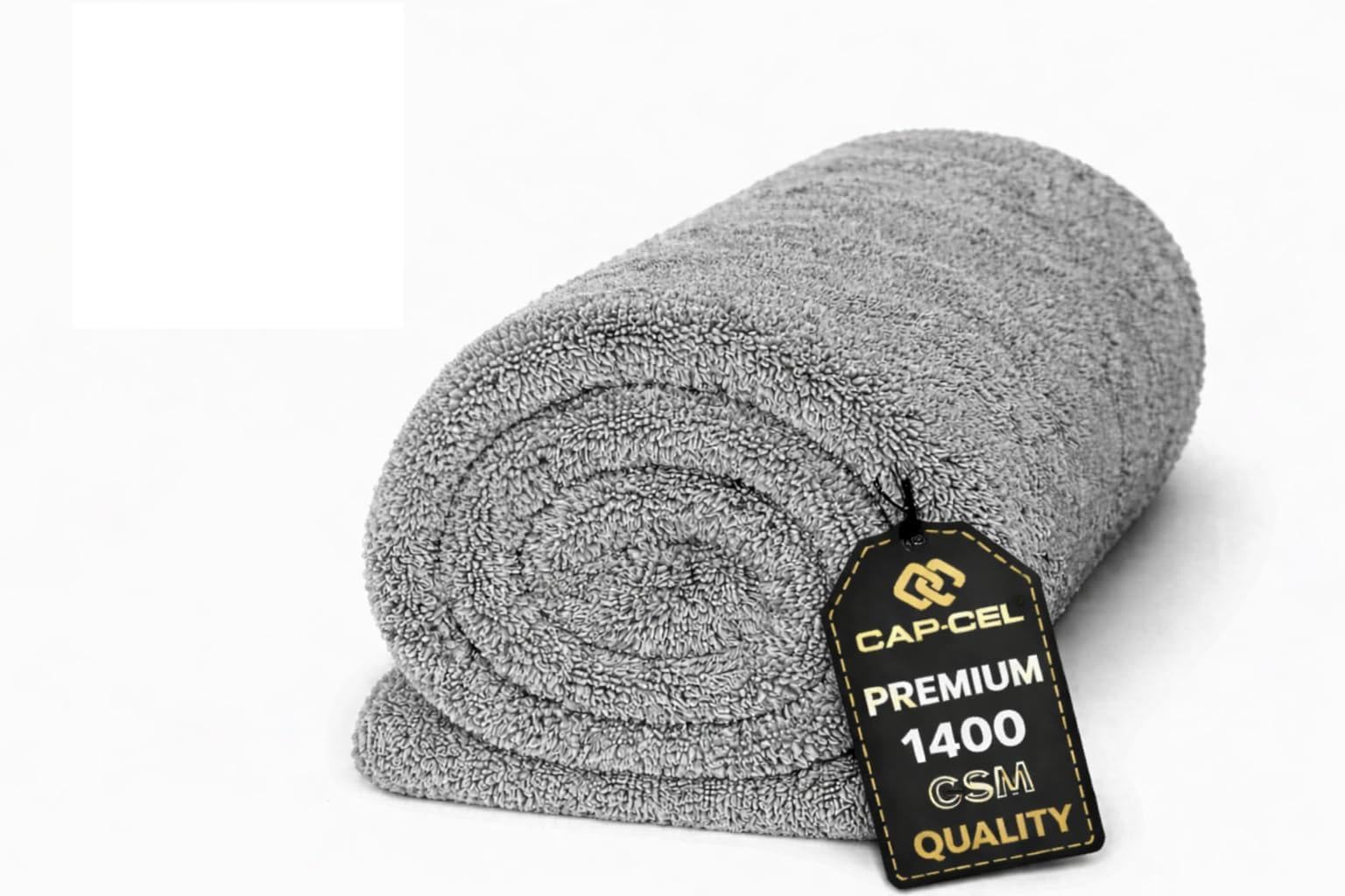 CAP-CEL Professional Car Drying Towel, XL Double-Sided Microfibre, 60 x 40 cm, 1400 GSM, Grey Microfibre Towel for fast streak-free drying and detailing.Double sided