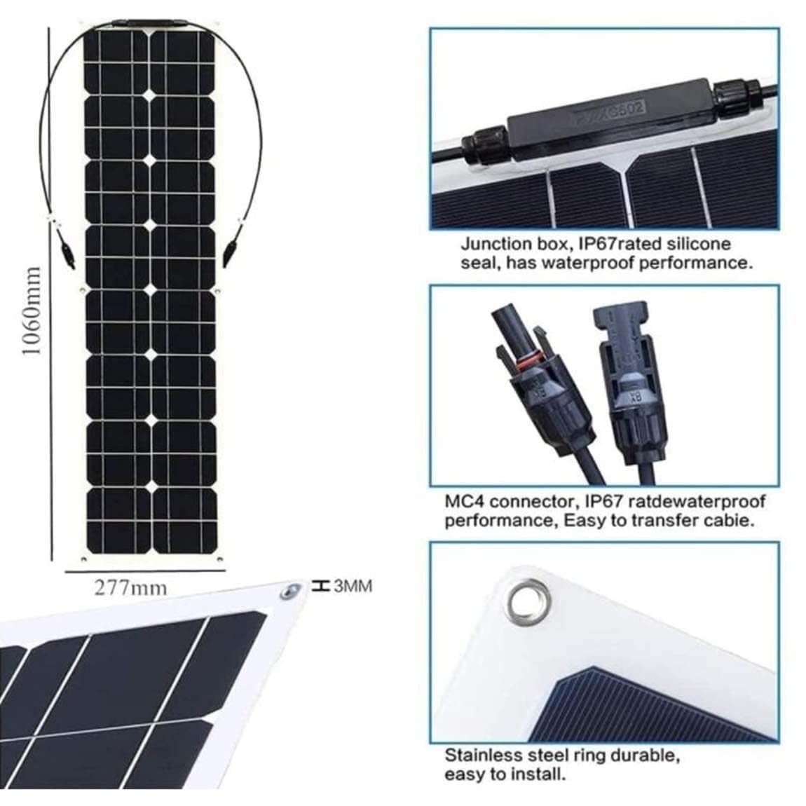 Kit Panneau Solaire 400W 600W 800W 1200W,Panneaux Solaires Souple,Solaires Monocrystalline Haute Efficacité ÉTanche,Avec ContrôLeur 40A,Pour Maison,Caravane,Bateau,2X200W