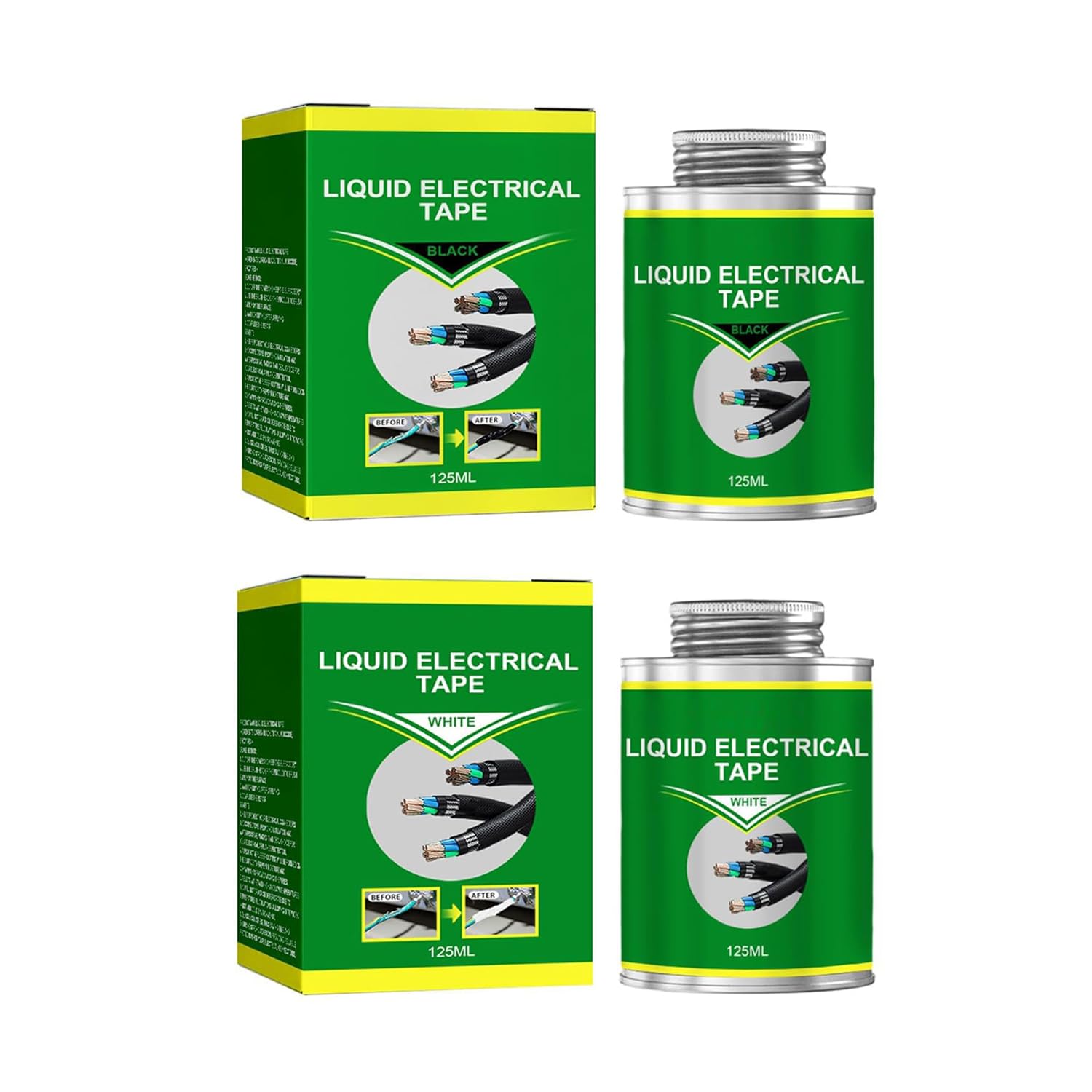 2pcs Liquid Electrical Tape,Liquid Rubber Waterproof Sealant,Insulating Electrical Tape Glue,Liquid Electrical Tape,Quick-Drying(White+Black)