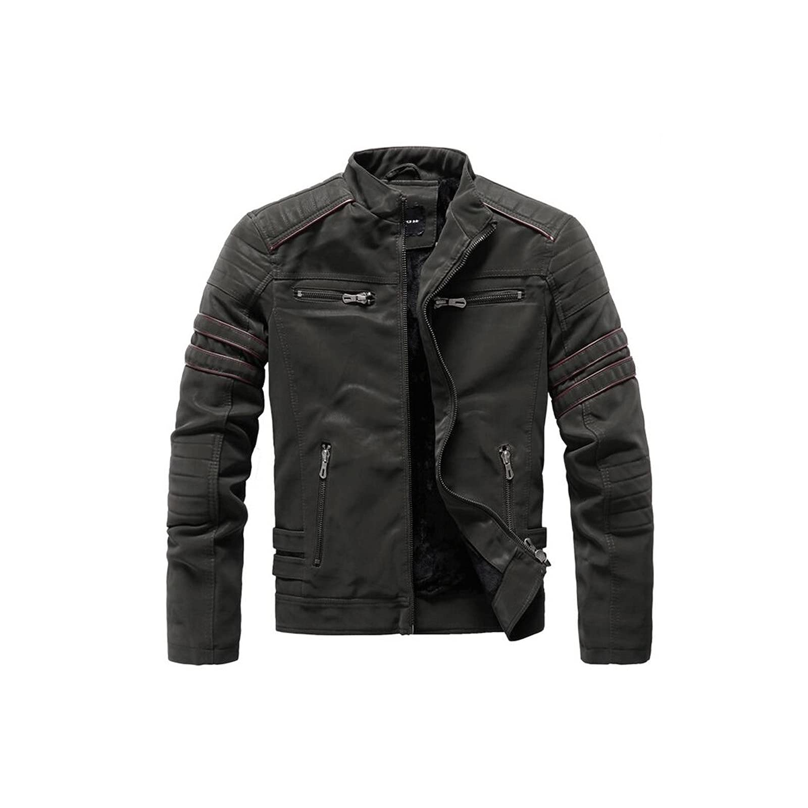 Giacca Motociclista Pelle Uomo - Bomber Coreana, Antivento, Calda, Tasche Multiple, Taglia Slim