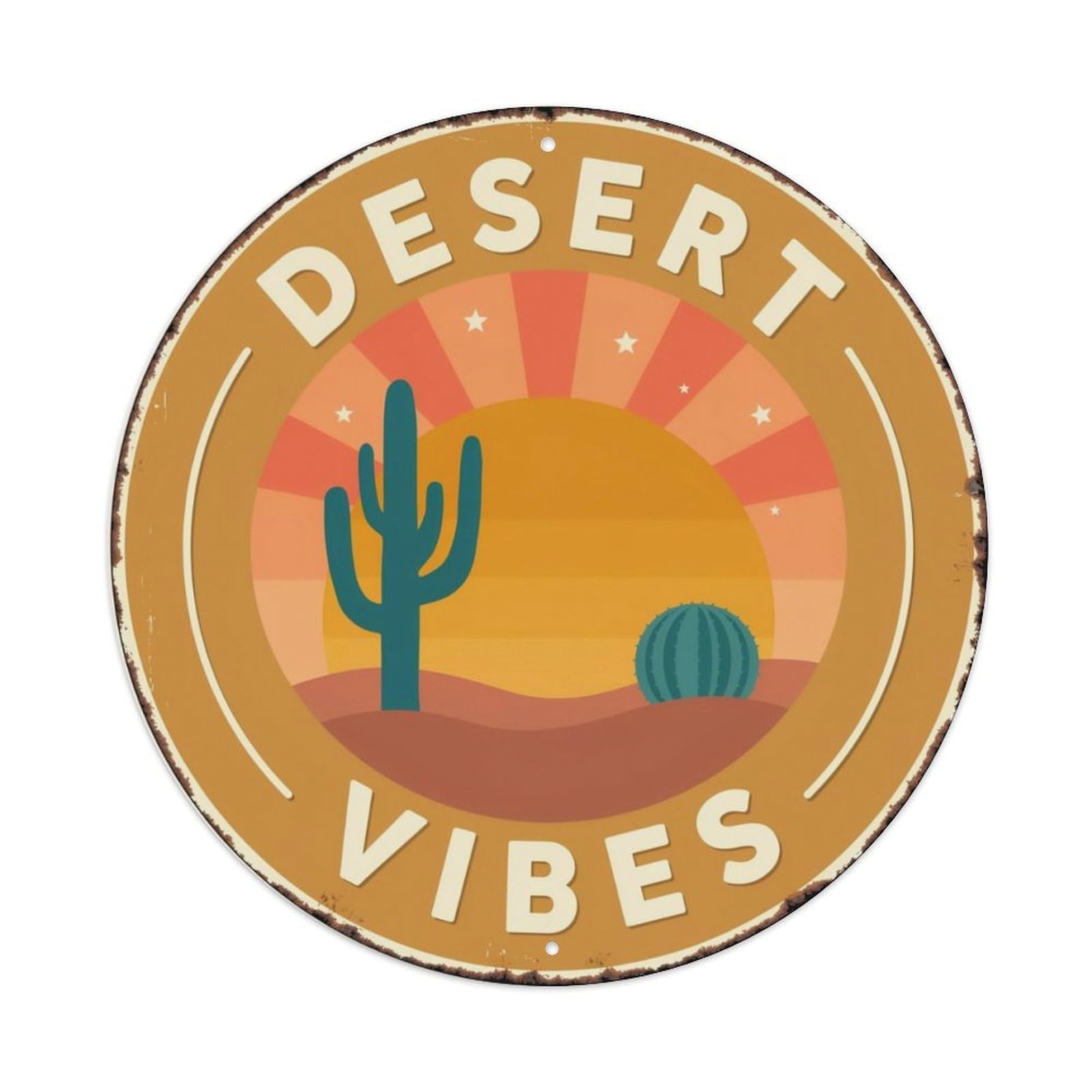 Desert Vibes Western Metal Tin Sign Plaque
