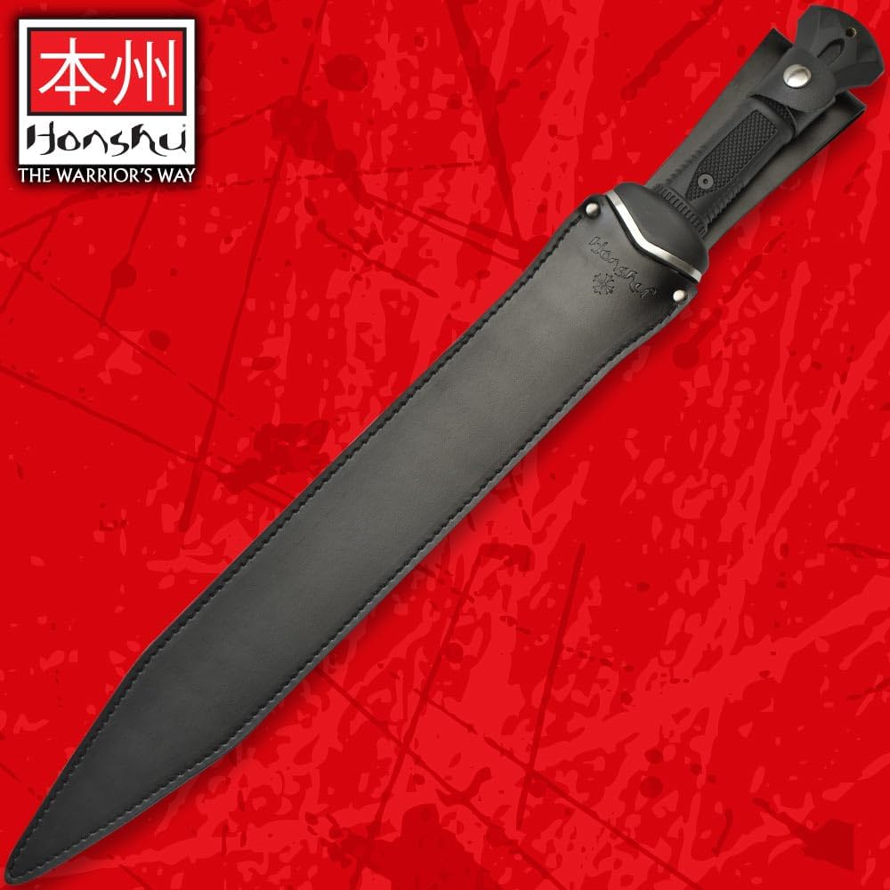 HONSHU Gladiator Sword with Sheath - 7CR13 Stainless Steel Blade, Injection Molded TPR Handle, Brass Lanyard Hole - Modern, Tactical Gladiator Sword for Enthusiasts - 25” Overall