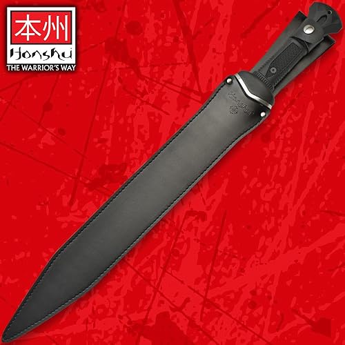 Miniatura 3 de HONSHU Espada de gladiador con vaina, hoja de acero inoxidable 7CR13, mango de TPR moldeado por inyección, agujero de cordón de latón, espada de