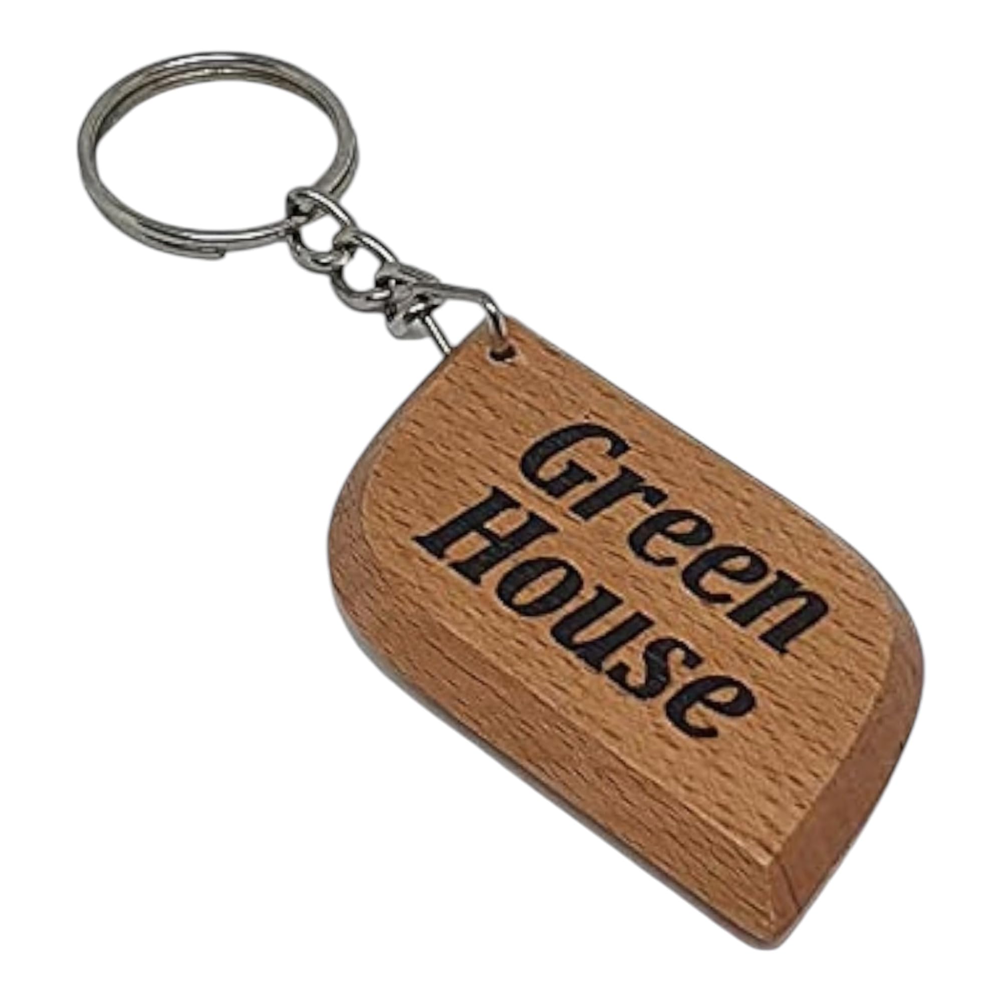 S M Gift Shop Greenhouse Engraved Wooden Keyring Keychain Key Tag Fob