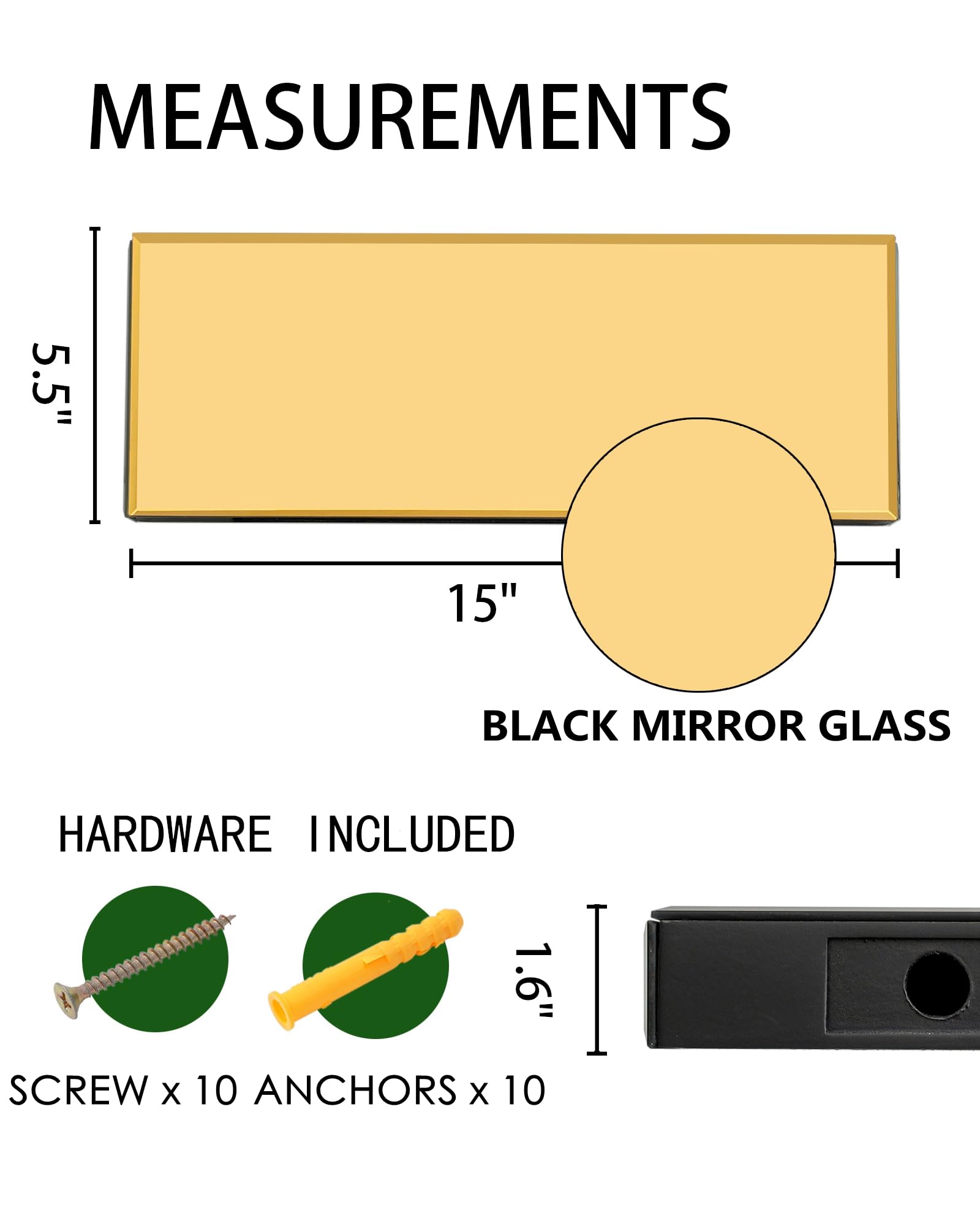 SHYFOY Schweberegale aus Glas für die Wand, 3er-Set, Messing