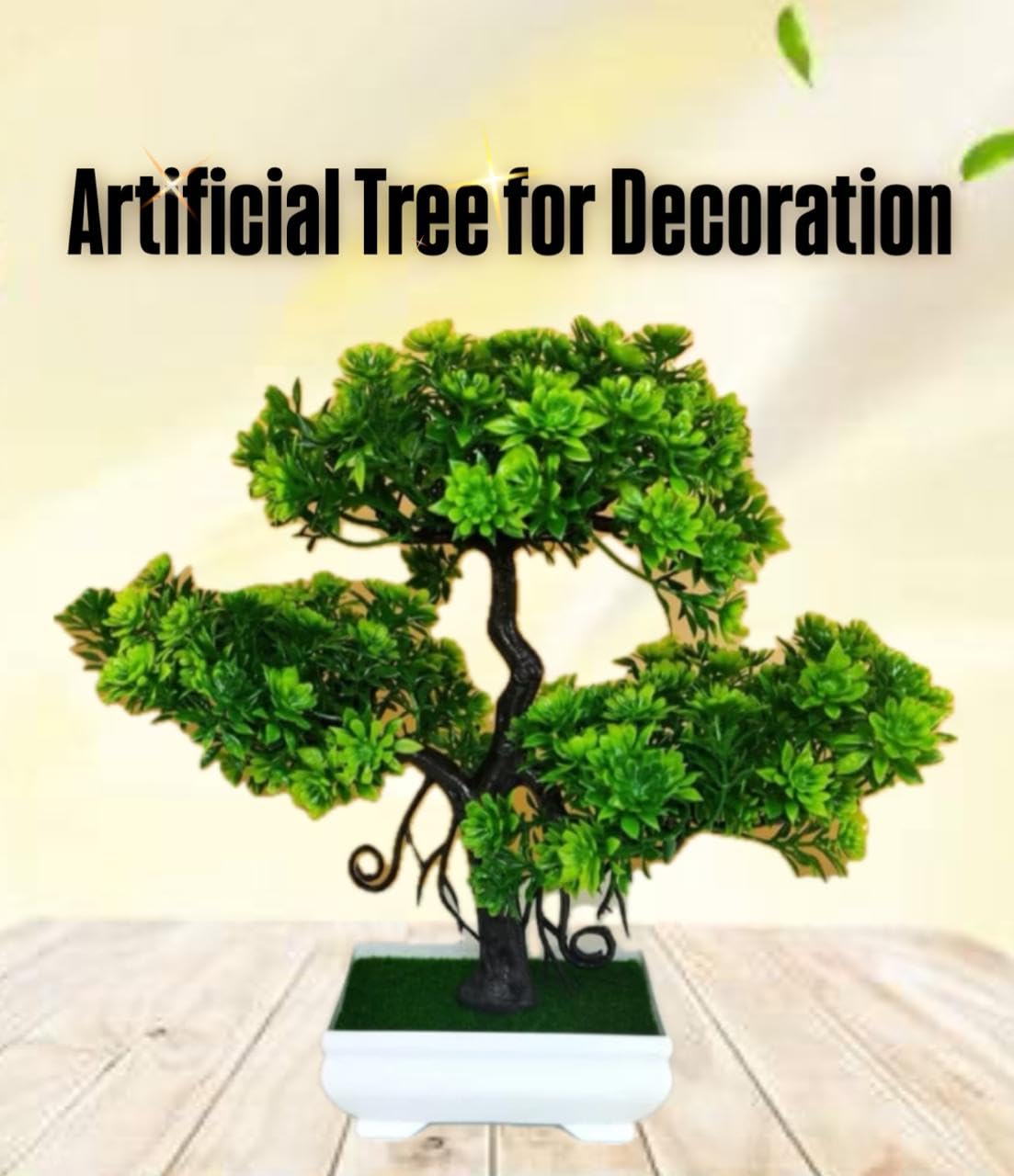 1 Pcs Artificial Bonsai Tree with Designer Pot | Realistic Looking -No Maintenance | Small Plants for Home Decor Living Room Table Decor and Balcony Decorations (Pack of 1, Green) 4