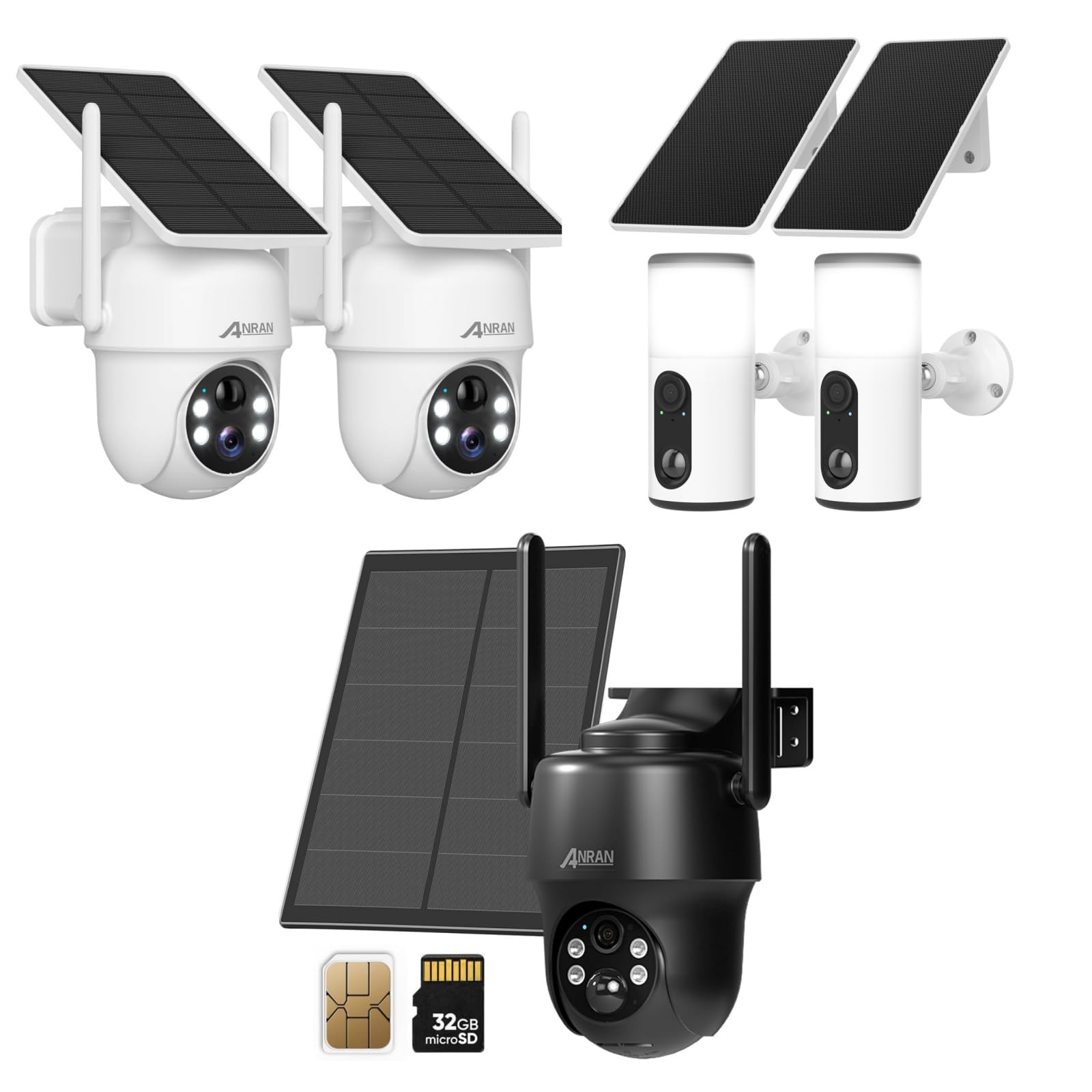 ANRAN 4G LTE Cellular Security Camera with solar panel, SIM card, and microSD card