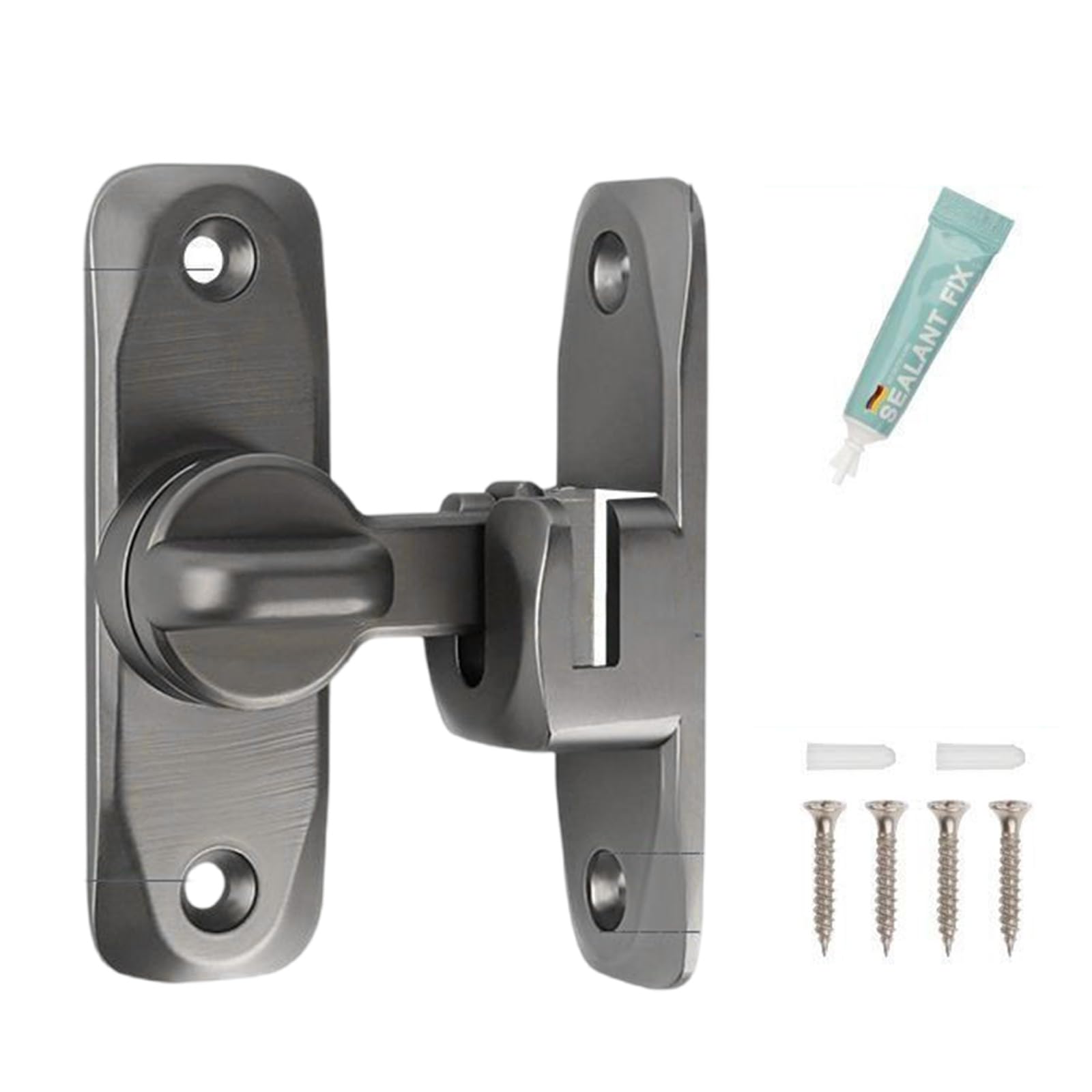 Hzbb Gray Zincs Alloy Flipping Door Locks 90/180 Degree Sliding Door Antitheft Barn Hardware Sliding Barn
