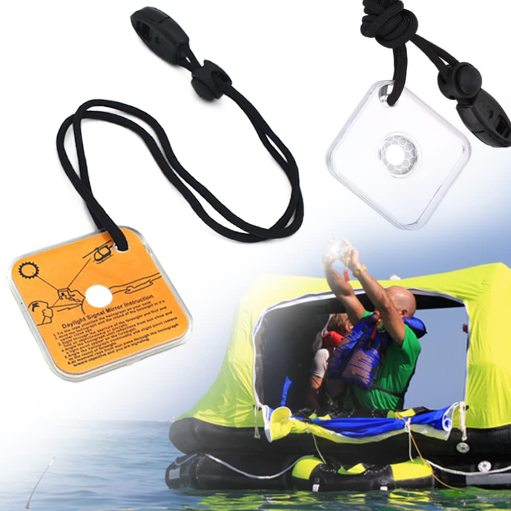 Marine Reflecterende Signaal Spiegel Met Fluitje Voor Boot Kajak Wandelen Outdoor Emergency Survival Tool, 5 Stks