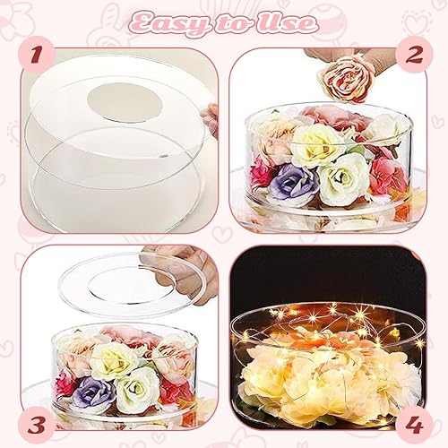 Miniatura 7 de Soporte de acrílico transparente para tartas de bodas 3 piezas redondas de cumpleaños rellenables soportes para tartas para fiesta con luces LED -