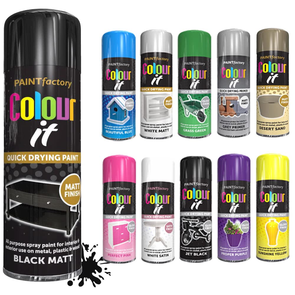 Schnazz Black Matt - 1 X All Purpose Aerosol Spray Paint 250Ml Fast Dry, Quick Drying Spray And Excellent Coverage For Wood, Metal, Plastic, Glass And More