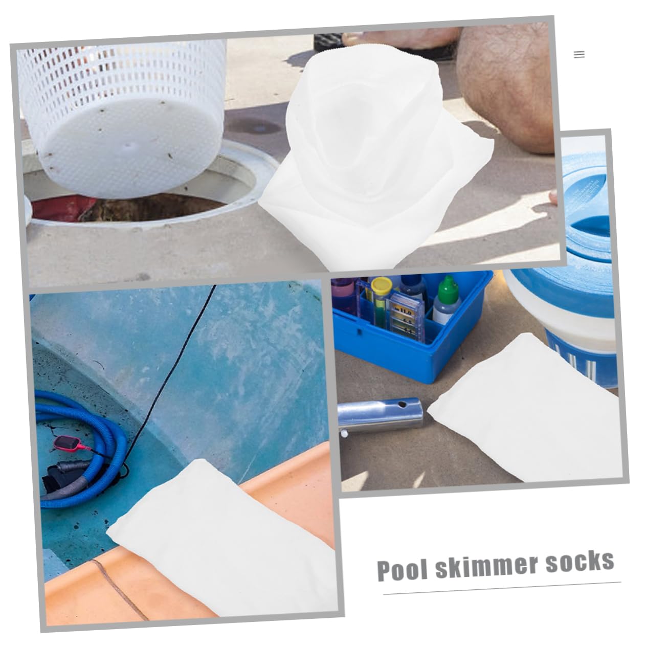 50 Piezas Unidades de Bolsas Filtro para Skimmer de Piscina Redes Filtrantes Elásticas para Eliminar Césped y Residuos Piscinas Reutilizables y Fáciles de Limpiar